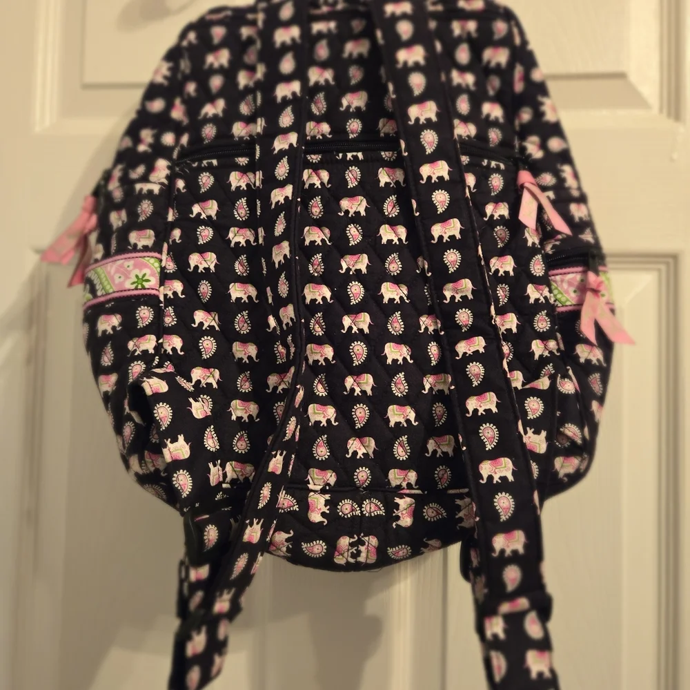Vera Bradley Discontinued Pink Elephant Print Backpack